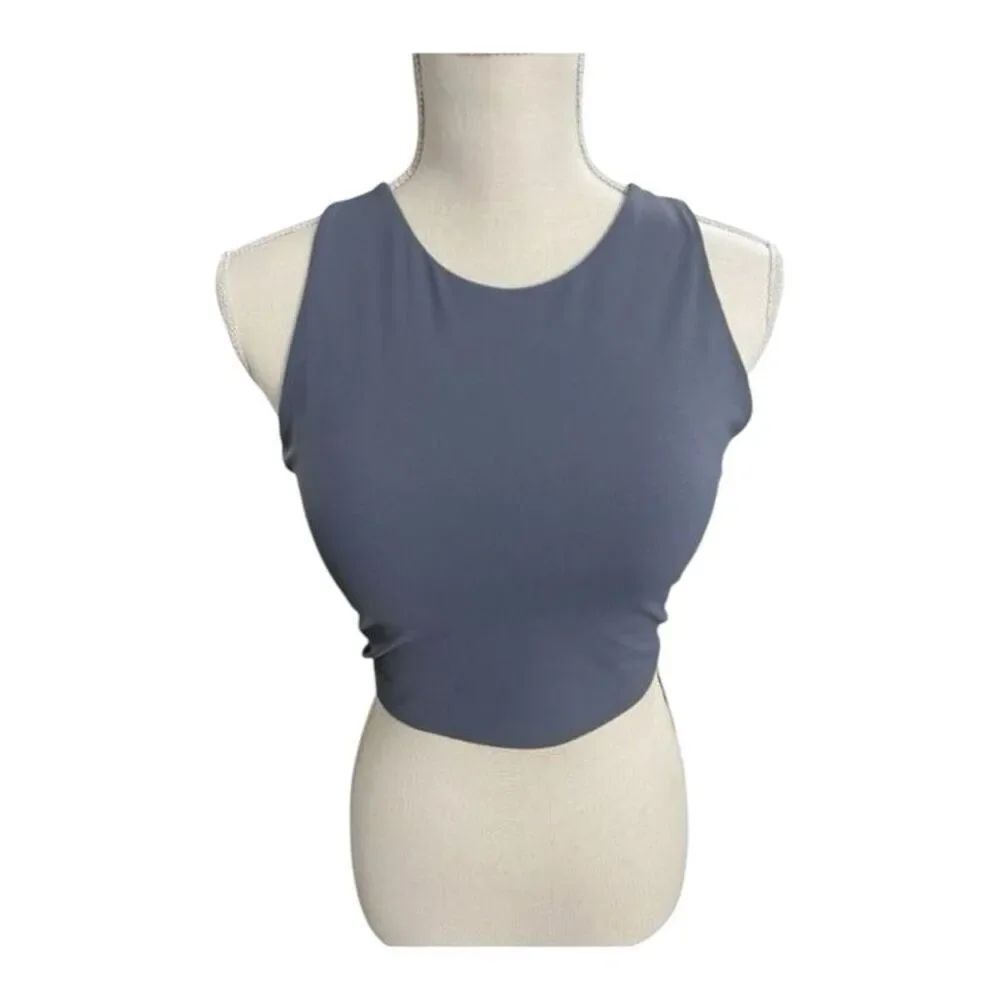 Avia Grey Crop Sports Bra Size M(D-DD) Low Support High-Neck Plush Chestband